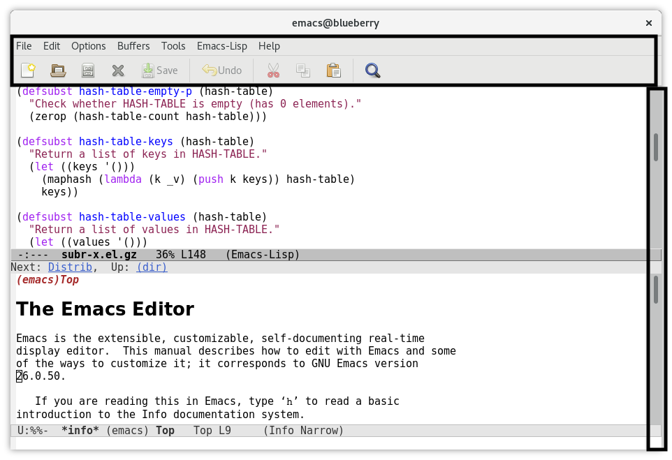 Emacs Toolbar Menubar Scrollbar